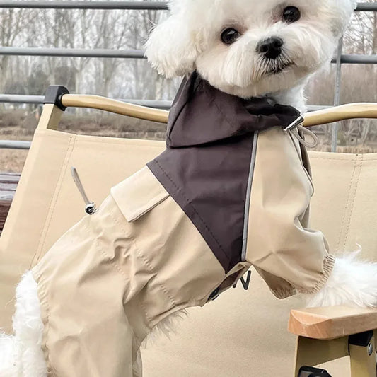 Pet Waterproof Raincoat Four-legged Work Jacket Patchwork Windproof Cat Dog Coats Jackets Keep Warm Jumpsuit Coats Accessories