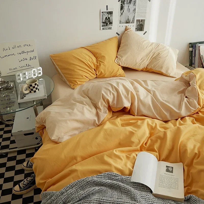 Soft Solid Color Duvet Cover Set. Modern Cozy Bedding