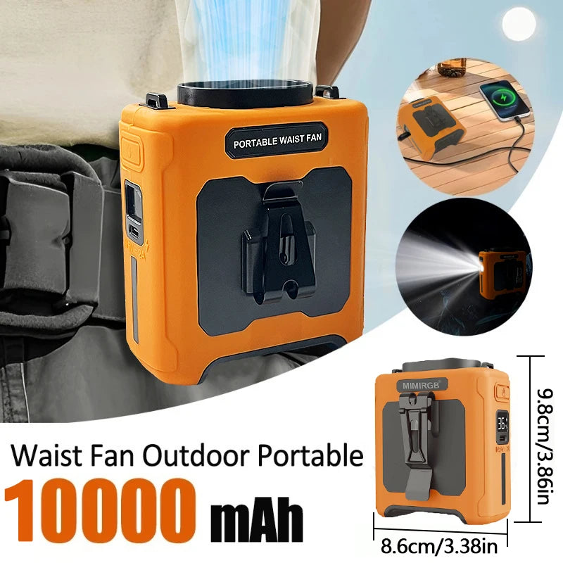 10000mAh Portable Neck Fan & Waist Clip Fan – Rechargeable Hands-Free Personal Cooling Fan  Product Description