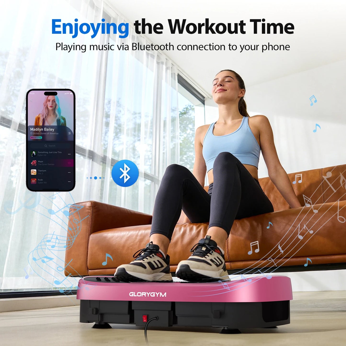 Magnetic Vibration Plate Exercise Machine. 120-Level Full Body Fitness Platform with Resistance Bands