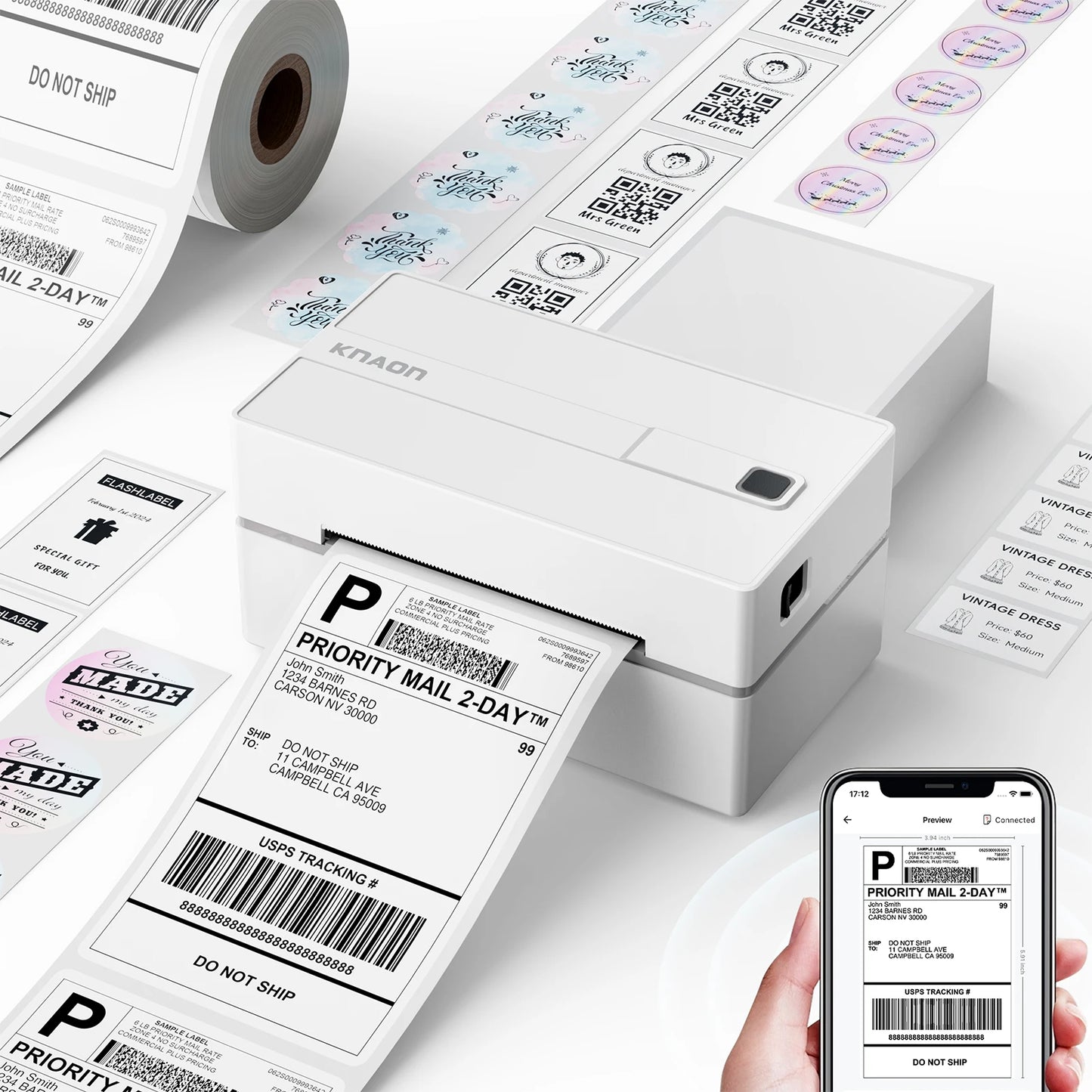4x6 Wireless Thermal Shipping Label Printer for Small Business & Home Office