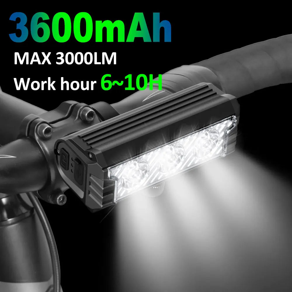 NEWBOLER Bicycle Light Front 3000Lumen Bike Light 3600mAh Waterproof Flashlight USB Charging MTB Road Cycling Lamp Accessories