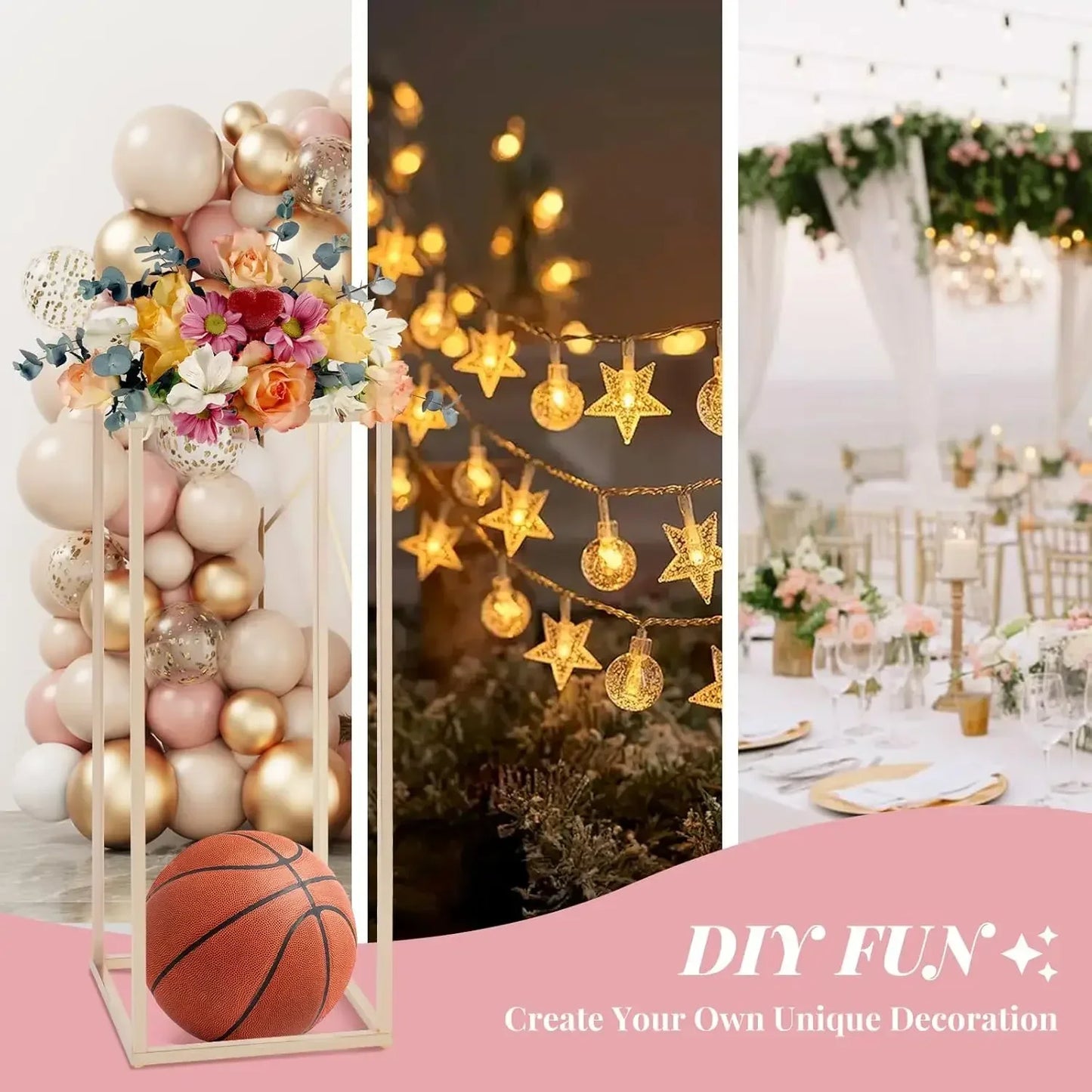 10PCS Metal Vase Column Stand Wedding Centerpieces for Table 24in Tall Gold Metal Flower Stand for Wedding Home Decor