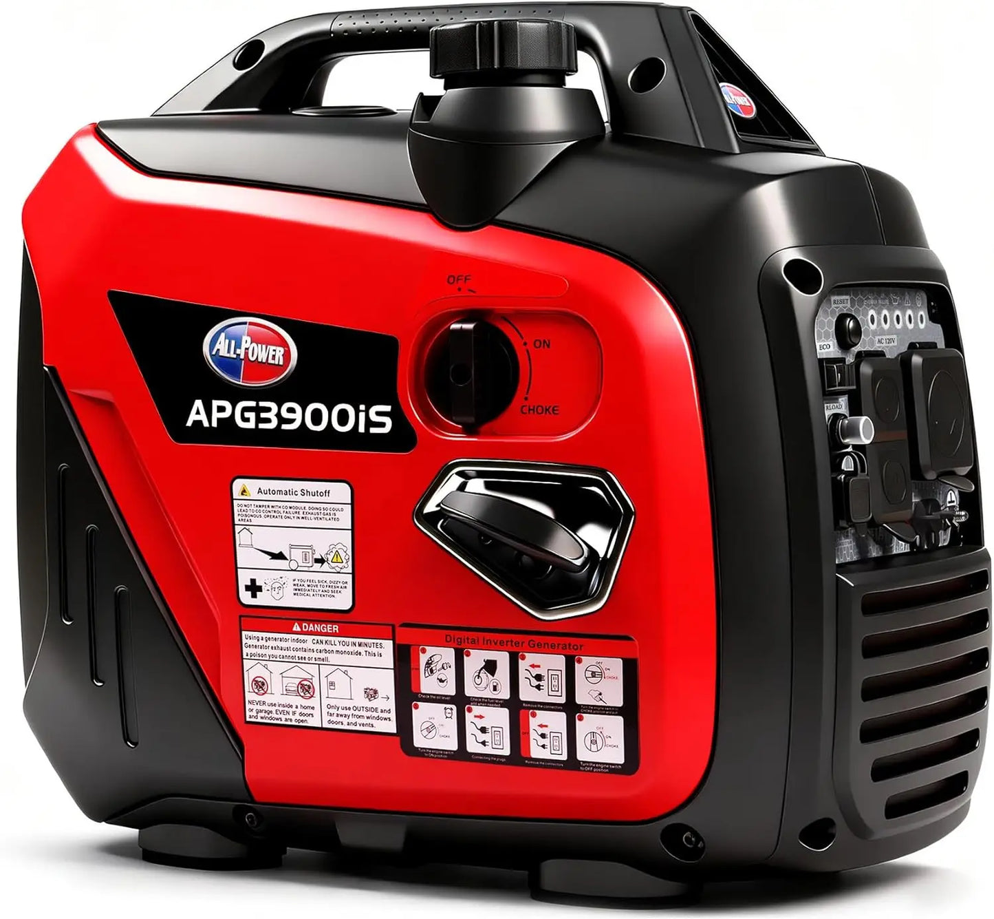 All-Power 3500W Portable Inverter Generator – Quiet Small Gas-Powered Generator with ECO Mode, CO Sensor, Ideal for Camping, Home Use Emergency Backup