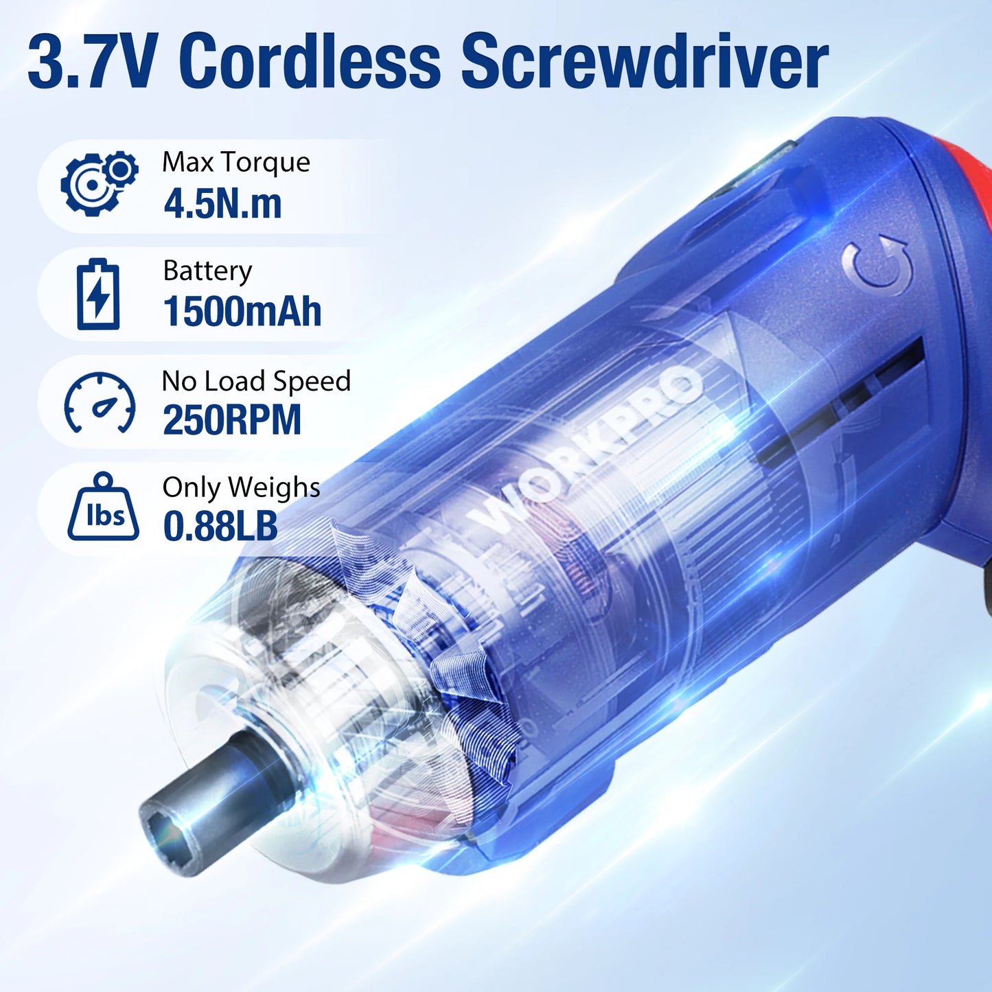 WORKPRO 3.7V Electric Screwdriver with 18pc Home Tool Kit ， Rechargeable Electric Screwdriver Kit, Portable Tool Set for Garage