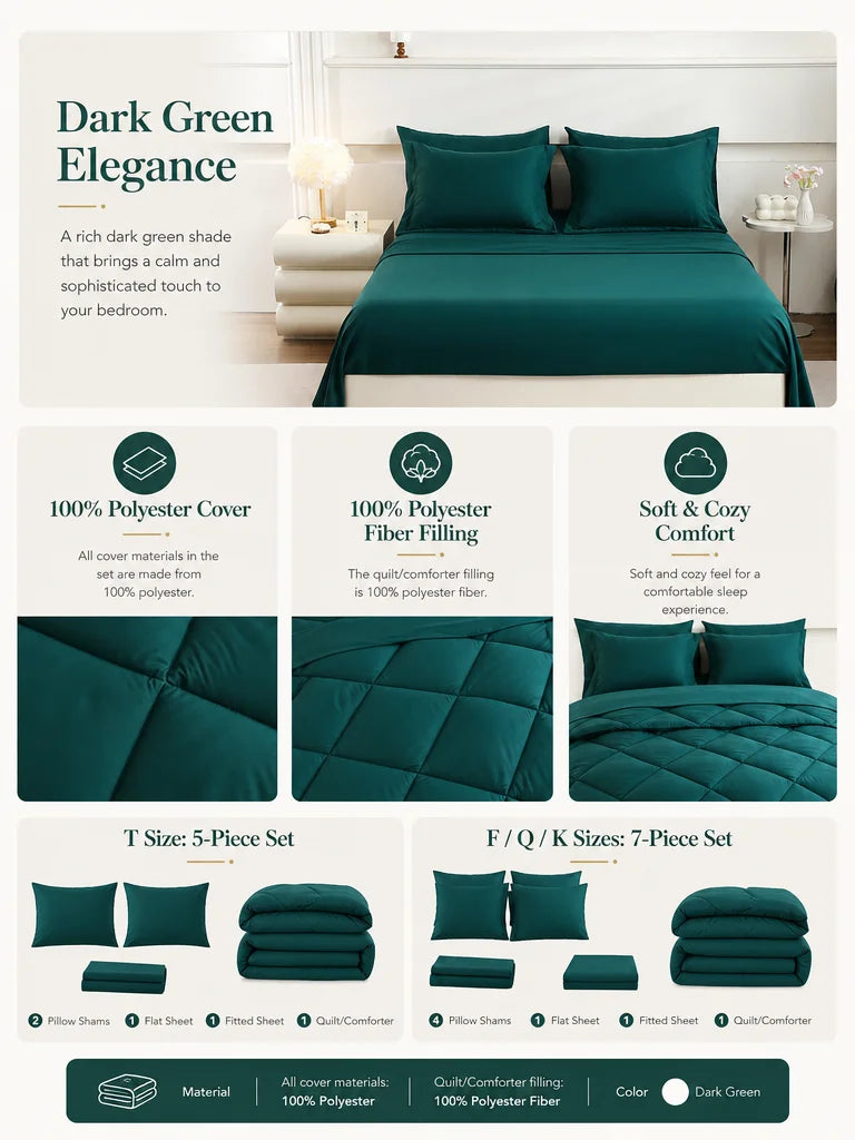 5–7 Piece Luxury Comfort Bedding Set .Twin, Full, Queen & King Sizes