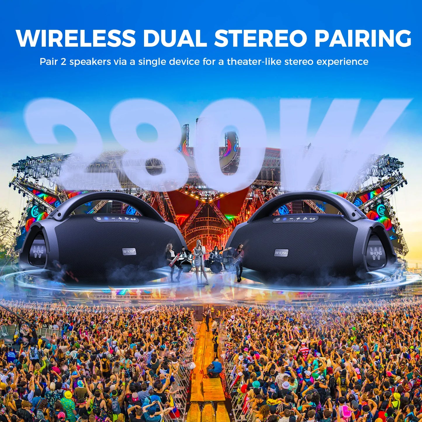 W-KING X20S 140W Bluetooth Speaker .Portable Waterproof Boombox with Deep Bass & Extended Battery Life