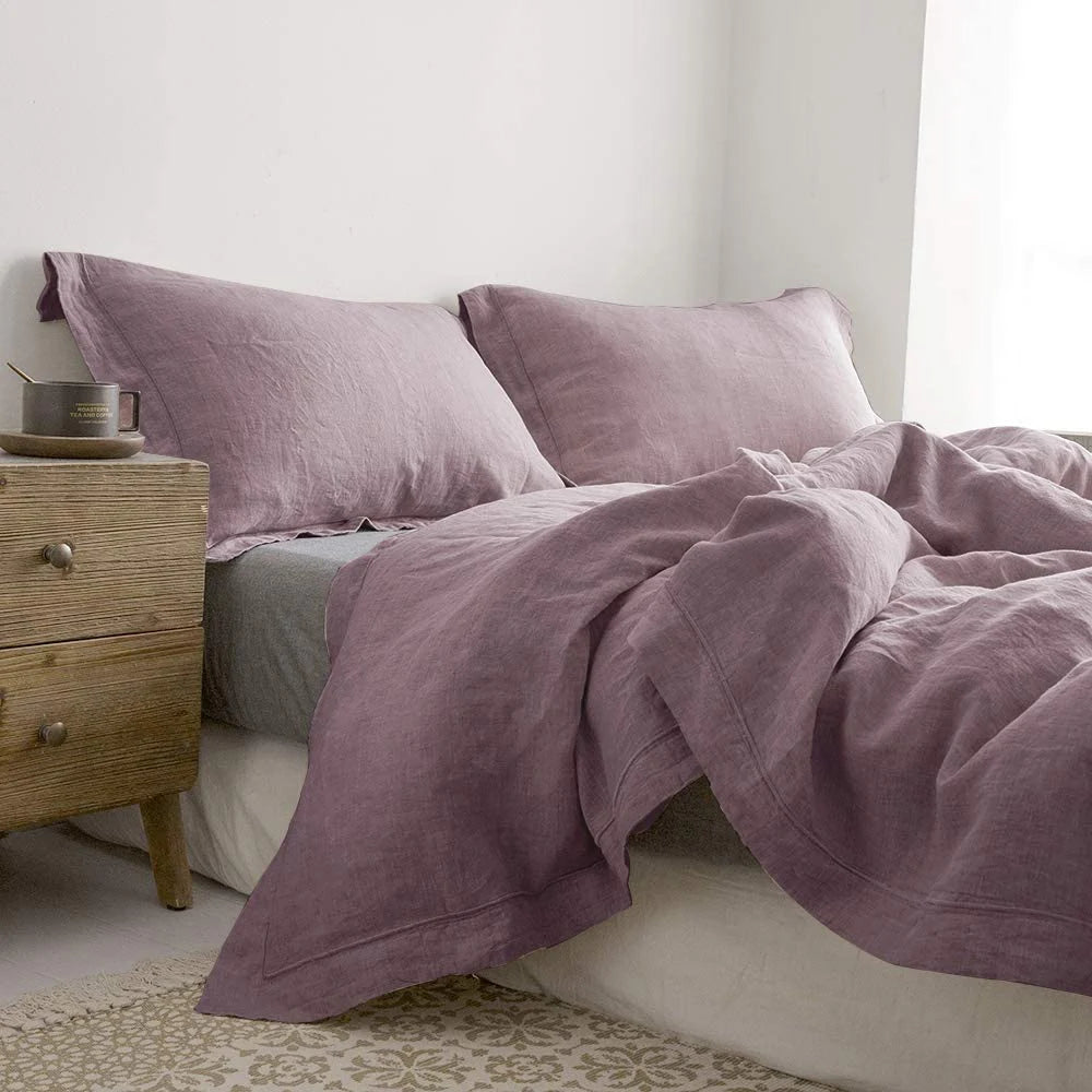 Simple Opulence 100 Percent Linen Bedding Set 3Pcs Queen