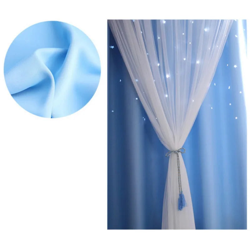Dream Star Blackout Curtains. Elegant Double Layer Bedroom Window Panels