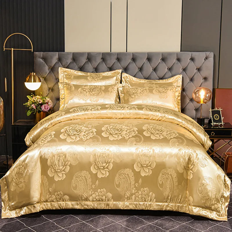 Luxury Satin Jacquard 4-Piece Bedding Set