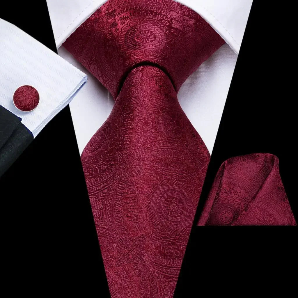 Luxury Paisley Silk Men’s Necktie .Formal Business Wedding Tie Set