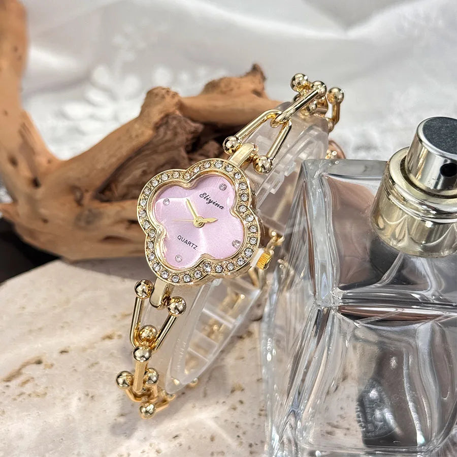 Lucky Four Leaf Clover Women’s Bracelet Watch Elegant Fashion Timepiece