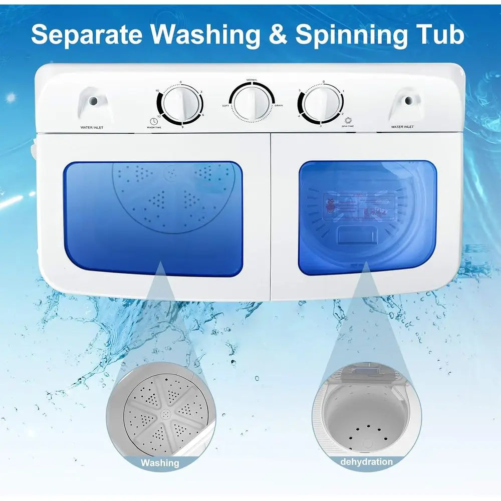 20-Lb Portable Twin Tub Washing Machine with Washer & Spin Dryer
