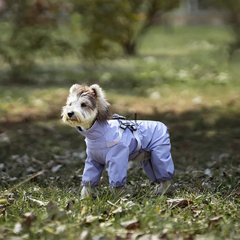 Waterproof Dog Raincoat with Harness . Reflective All-Weather Pet Jumpsuit