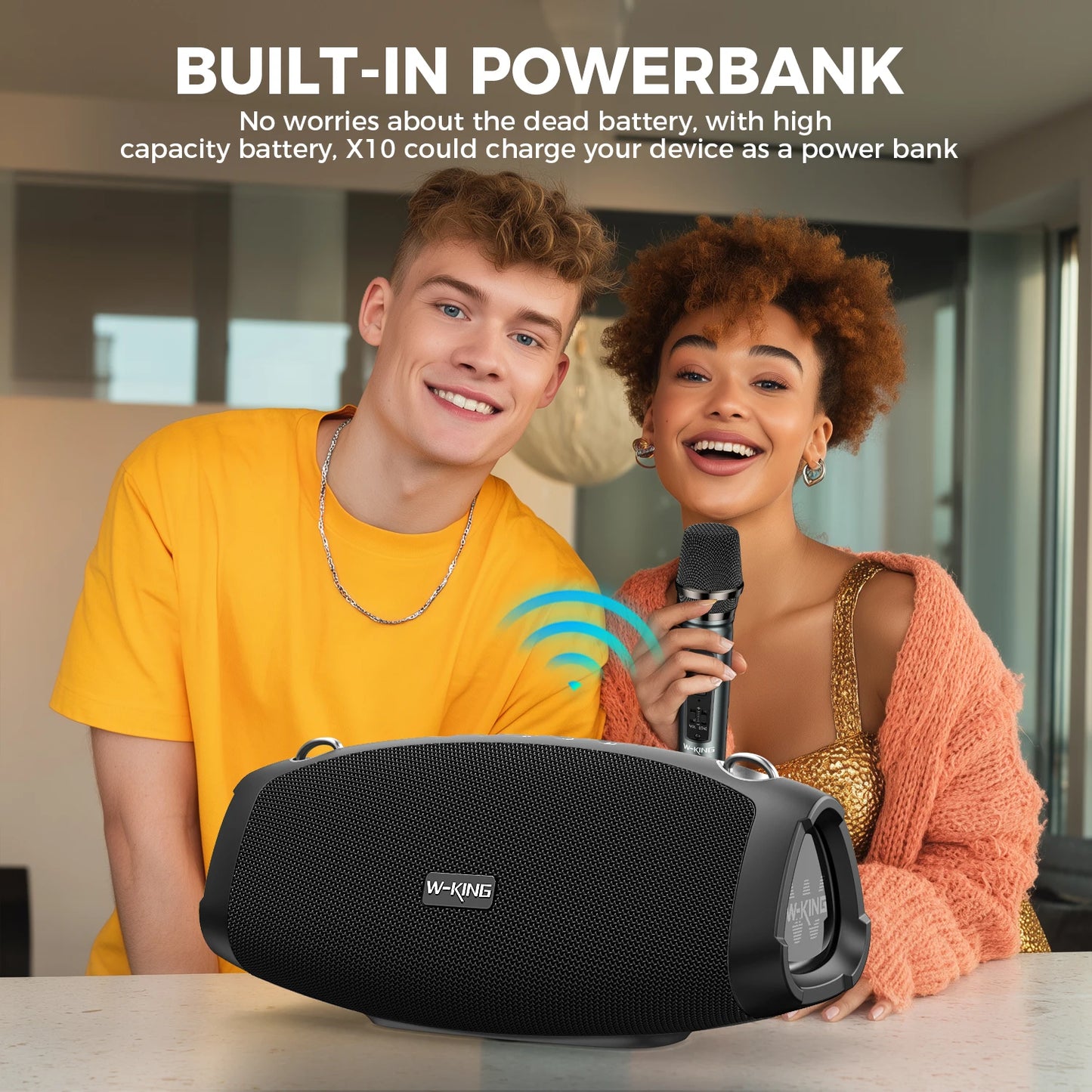 W-KING 70W Portable Bluetooth Speaker with Wireless Microphone, Deep Bass, Bluetooth 5.0 & IPX6 Waterproof