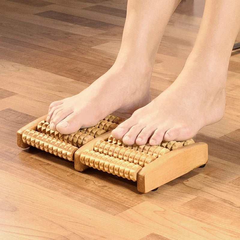 Wooden Foot Massage Roller Relieves Plantar Fasciitis Pain