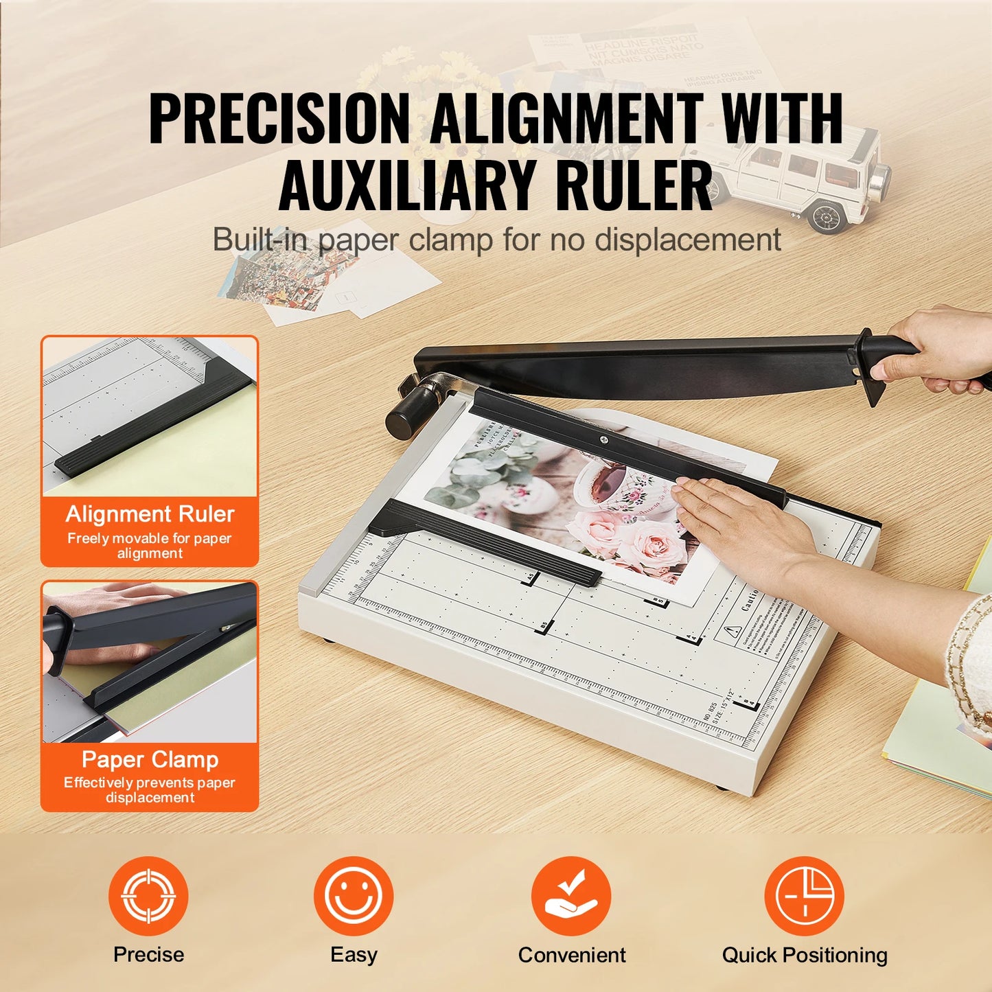 15-Inch Guillotine Paper Cutter with Adjustable Guide