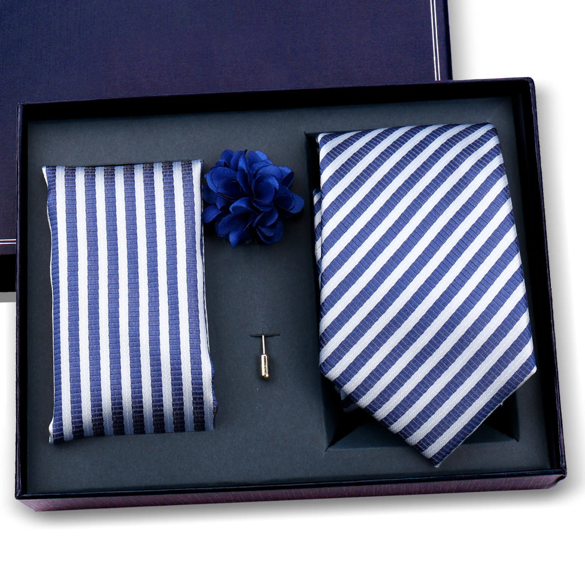 Luxury Men’s Paisley Necktie Gift Set. Silk Tie, Pocket Square, Cufflinks & Gift Box for Weddings & Business