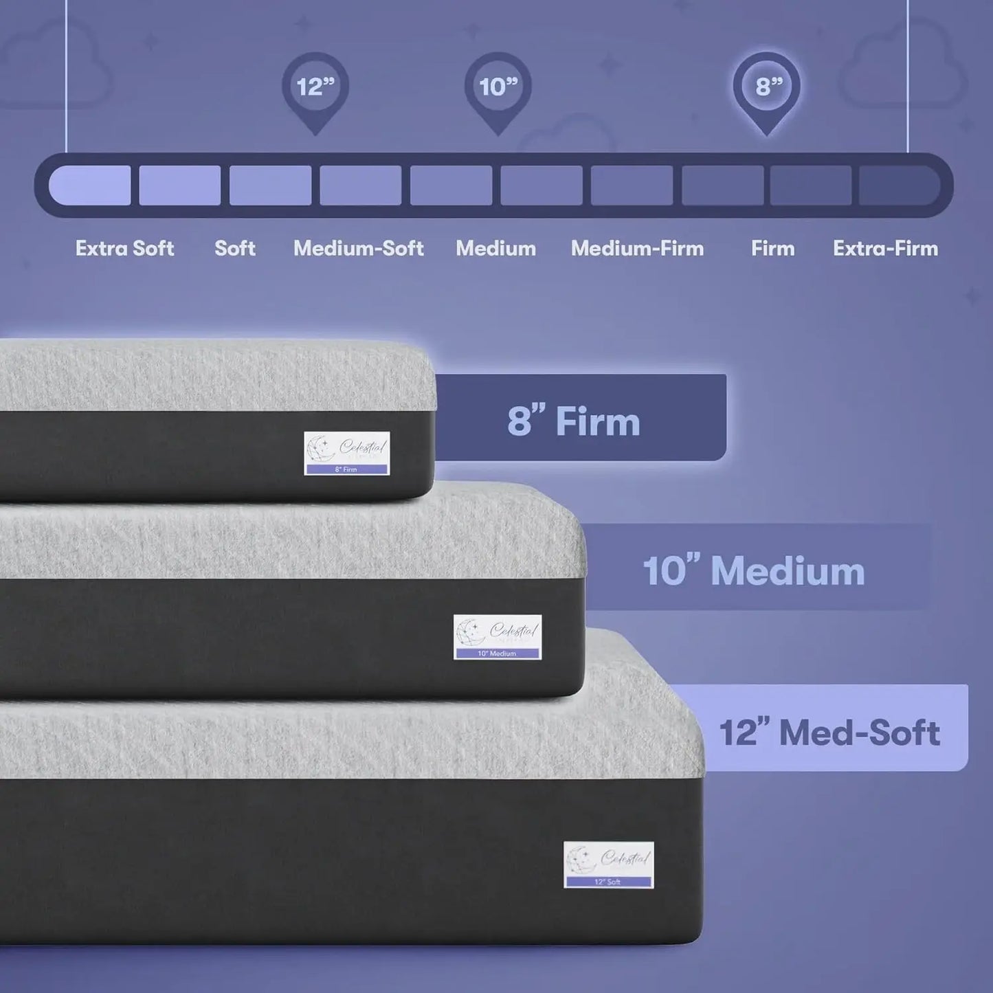 Gel Memory Foam Mattress in a Box Made in The USA CertiPUR-US Bed 12 inch Soft Split King