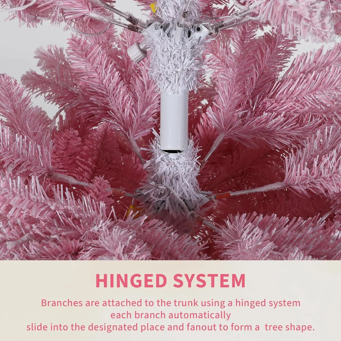 9Ft Pre-Lit Artificial Christmas Tree, 100 Warm LED Lights | Snow Flocked Full Pre Lighted Xmas Tree, 300 Branch Tips & Foldable Stand, Easy Assembly, Holiday Decor for Indoor & Outdoor