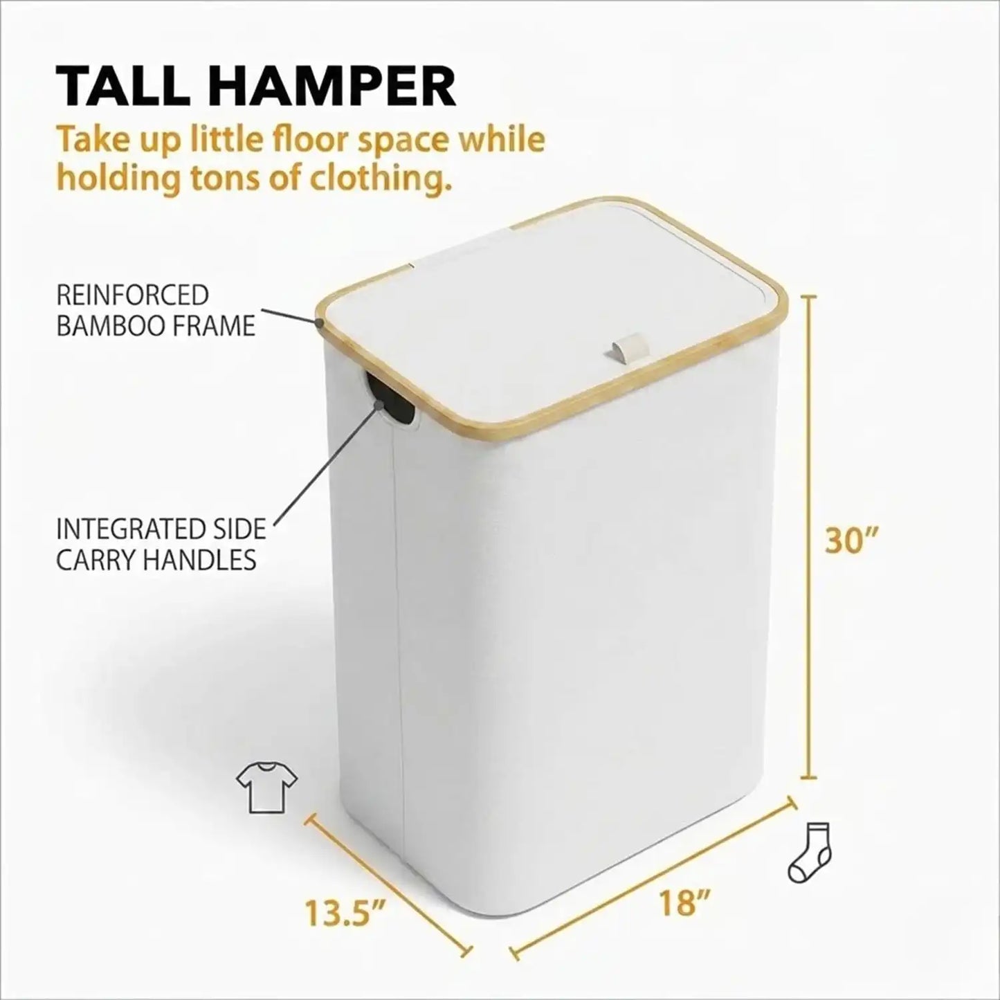 110L Large Capacity Laundry Hamper with Lid & Handles.  Collapsible Oxford Fabric Basket