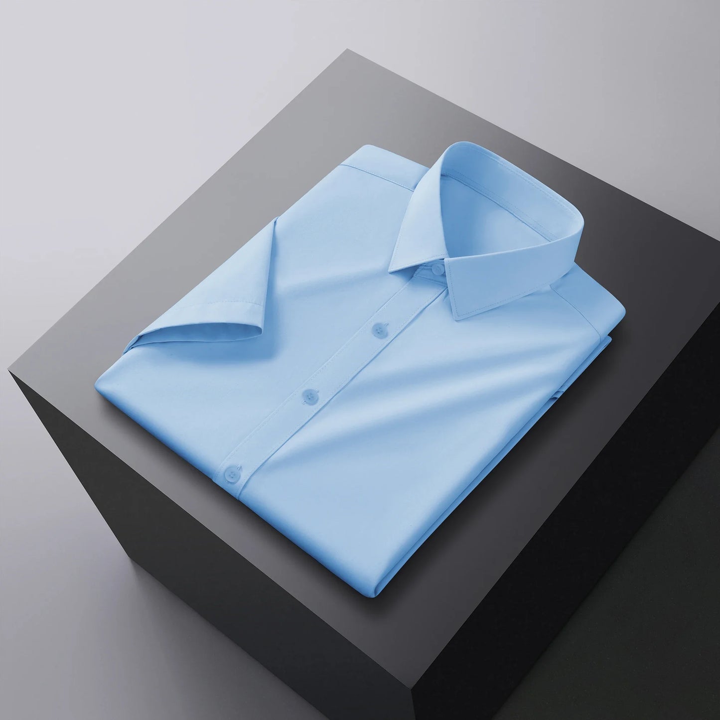Men’s Business Casual Short Sleeve Shirt .Solid Color Summer Button Down