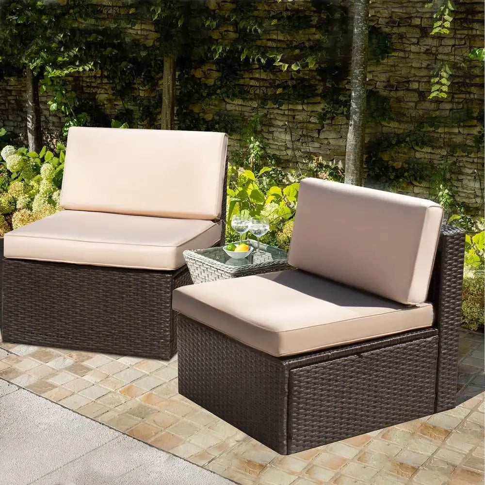 2 Piece All Weather Outdoor Patio Sofa Set with Cushions