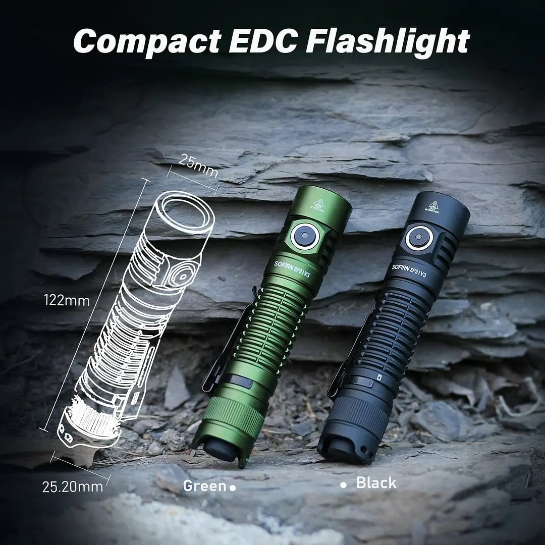 Rechargeable Tactical LED Flashlight .2000 Lumen Long-Range USB-C Flashlight