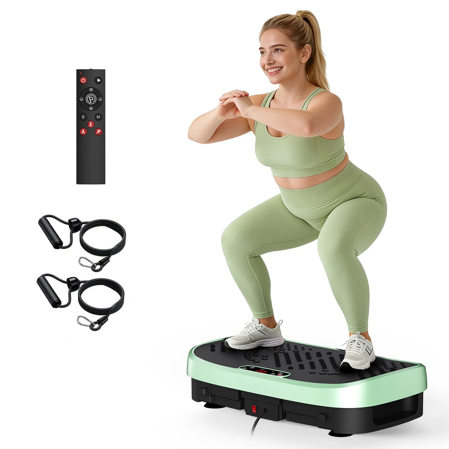 Magnetic Vibration Plate Exercise Machine. 120-Level Full Body Fitness Platform with Resistance Bands