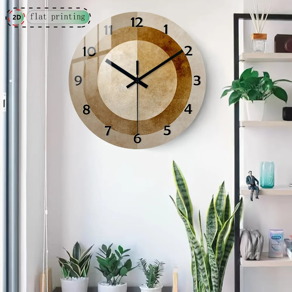 Modern Wood-Look Wall Clock – Minimalist Round Home Décor