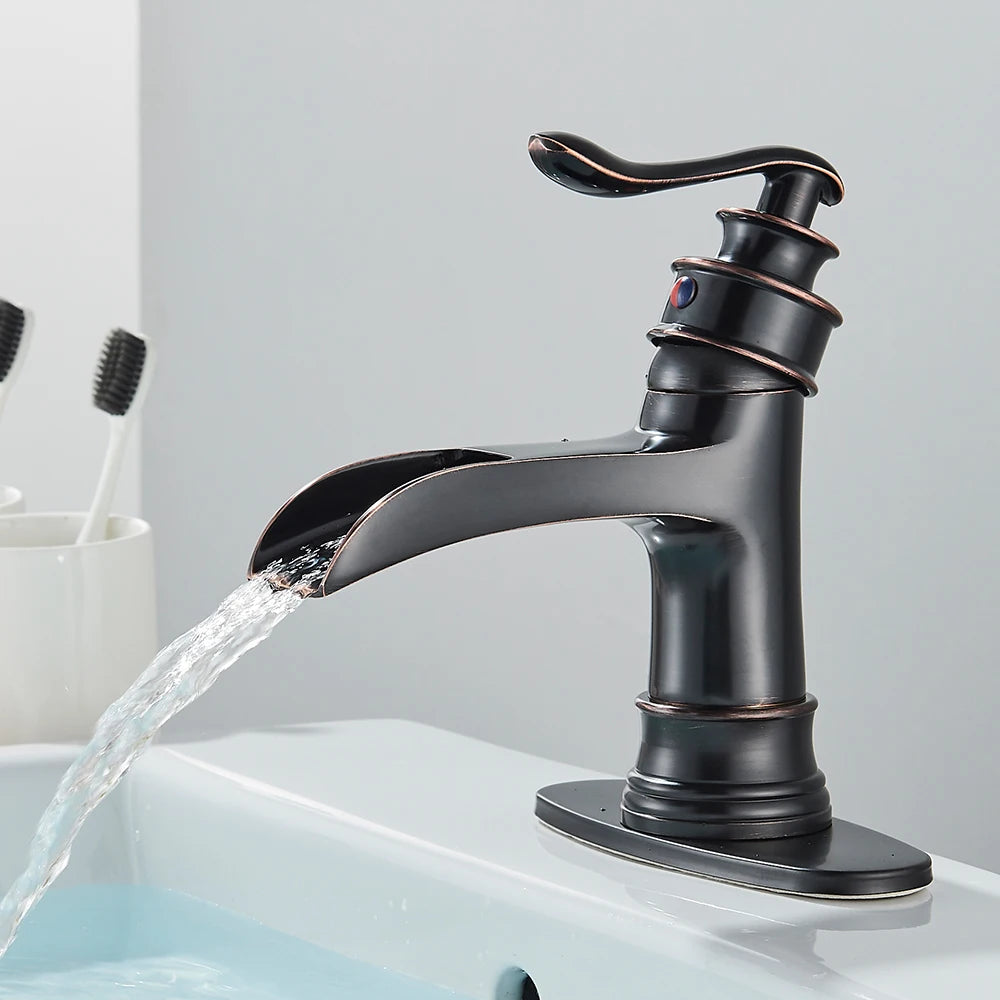 Waterfall Faucet Oil Rubbed Bronze Single Handle Lavatory