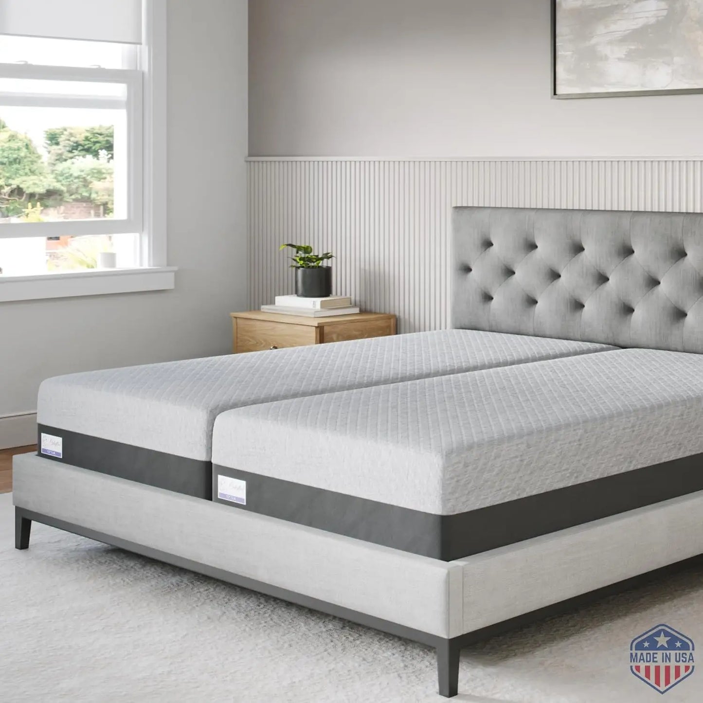 Gel Memory Foam Mattress in a Box Made in The USA CertiPUR-US Bed 12 inch Soft Split King