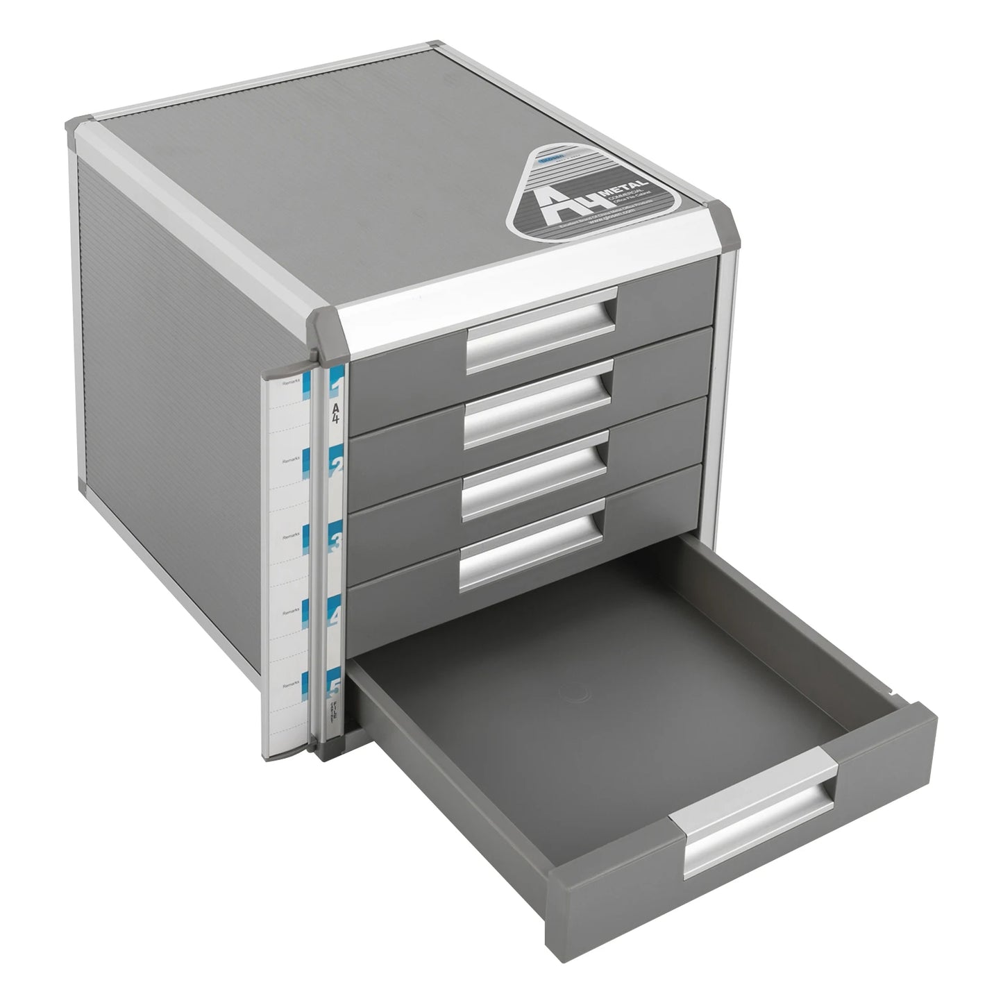 5-Drawer Locking File Organizer Cabinet with Key Lock, Aluminum Desktop Document Storage Box for Letter & A4 Files, Home Office Organizer