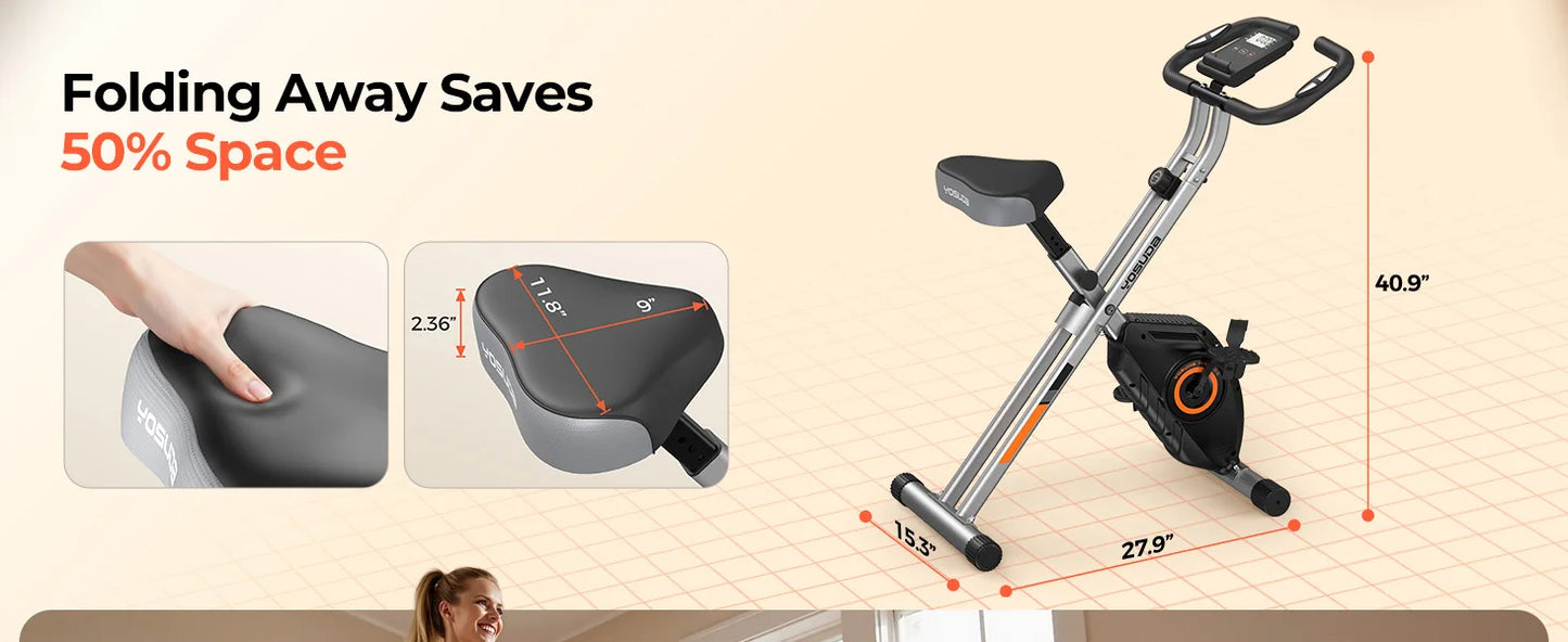Foldable Exercise Bike for Home Cardio Workouts with Adjustable Resistance