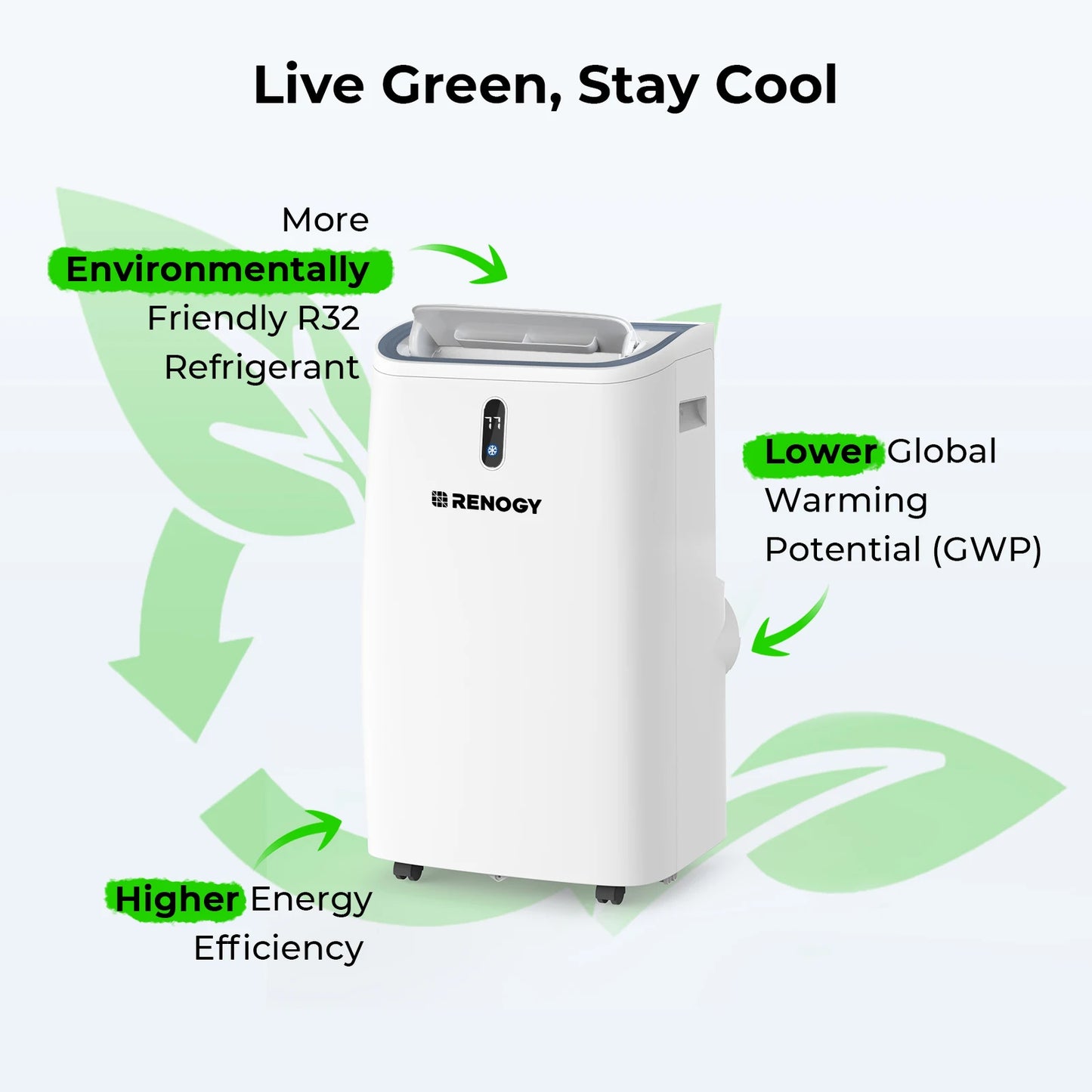 14,000 BTU Smart WiFi Portable Air Conditioner. Powerful Cooling for Home & Office