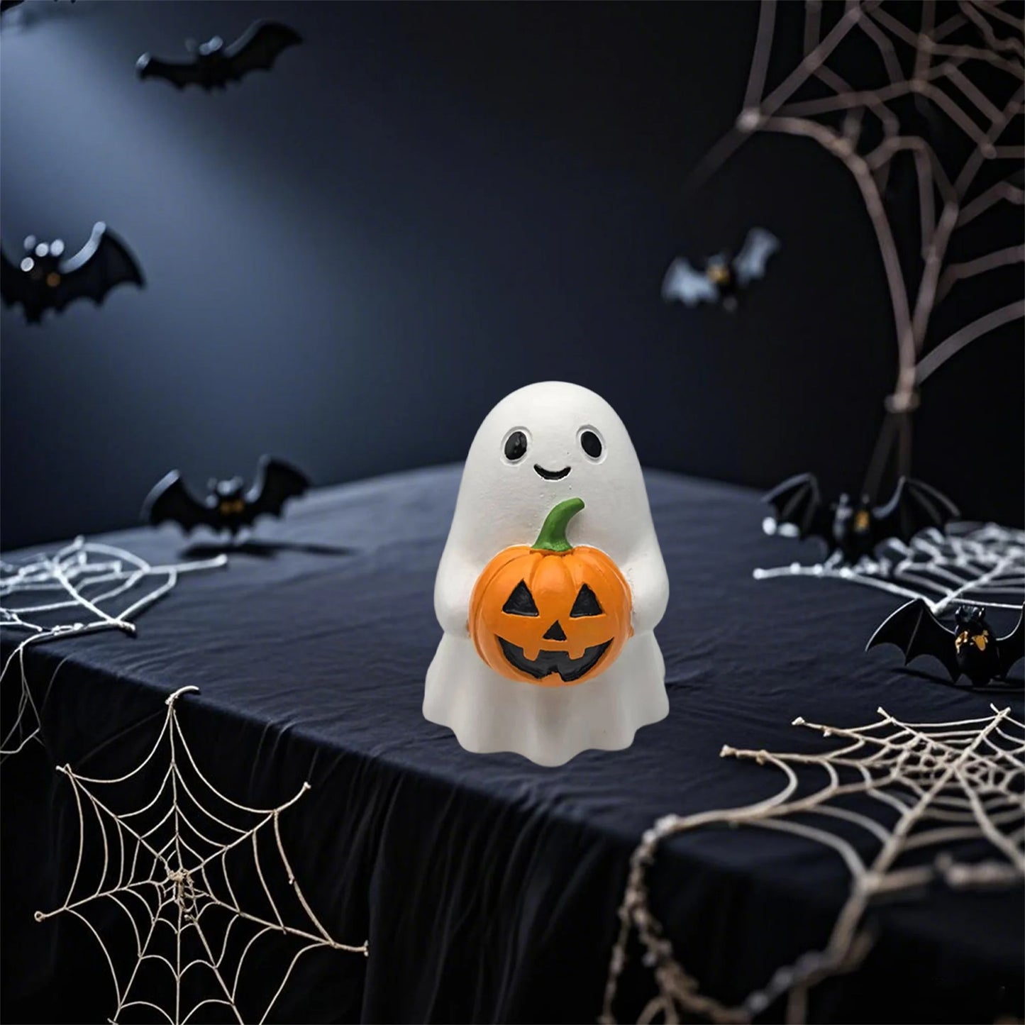 Halloween Resin Figurines Set Mini Witch Cat Pumpkin Ghosts
