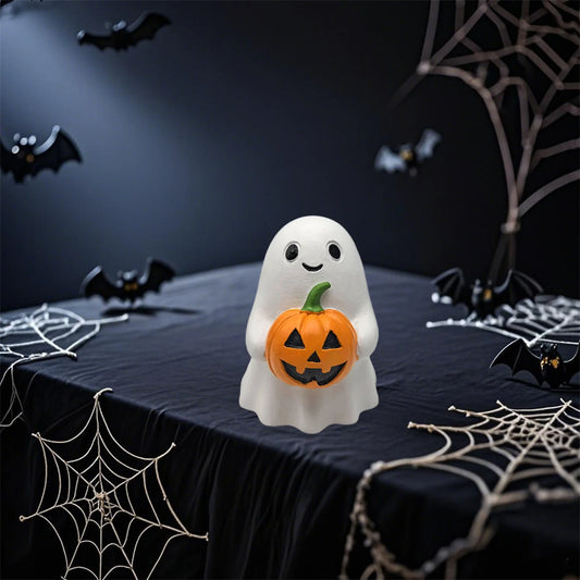 Halloween Resin Figurines Set Mini Witch Cat Pumpkin Ghosts