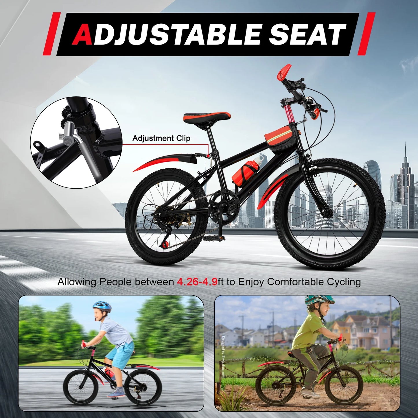 20-Inch 7-Speed Mountain Bike . Adult & Teen Bicycle with Dual Disc Brakes and Adjustable Seat