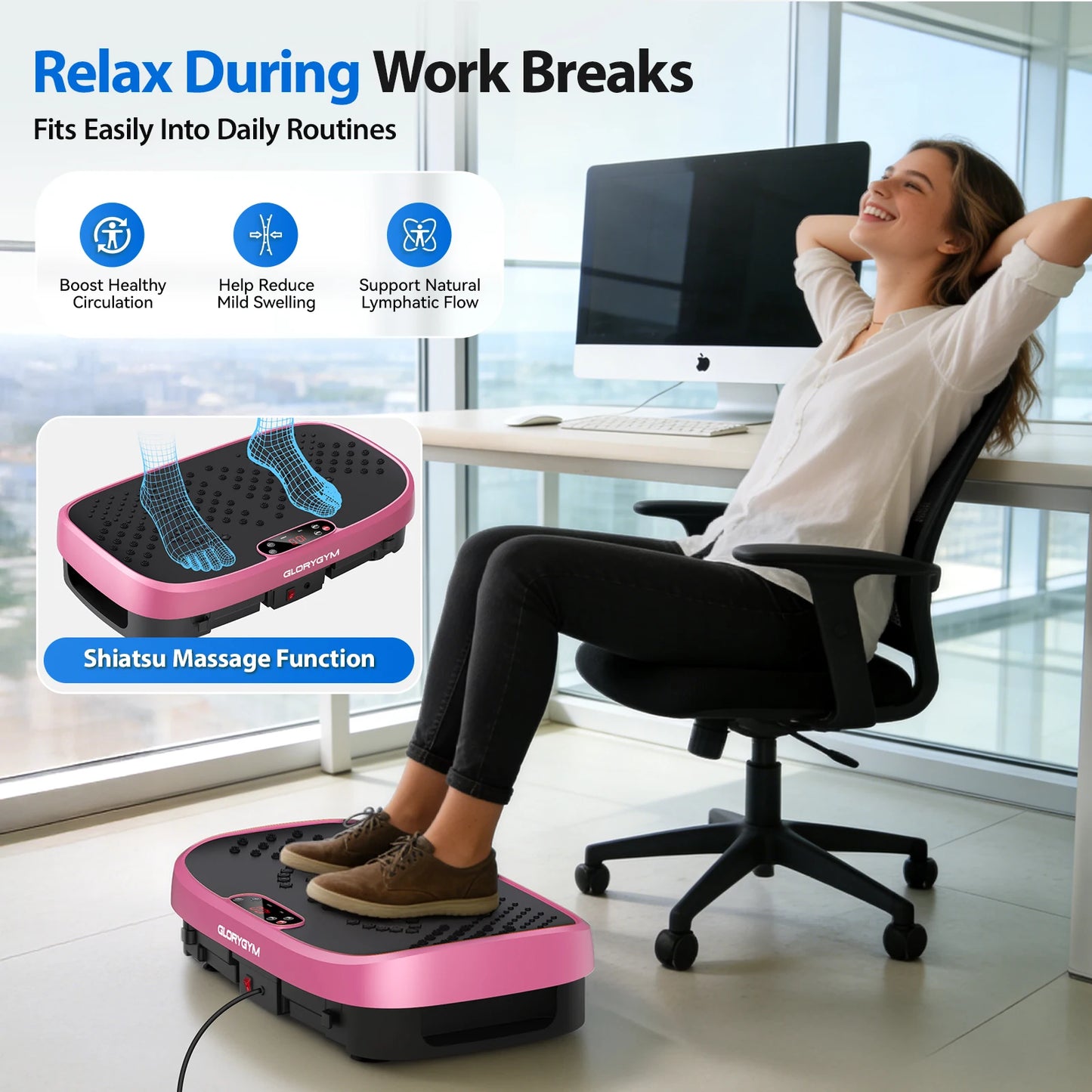 Magnetic Vibration Plate Exercise Machine. 120-Level Full Body Fitness Platform with Resistance Bands