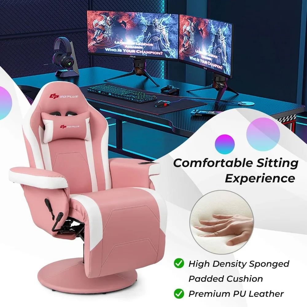 Gaming Recliner, Adjustable Massage Gaming Chair with Cup Holder Footrest Ergonomic Single Sofa Living Room Home Theater Seatin