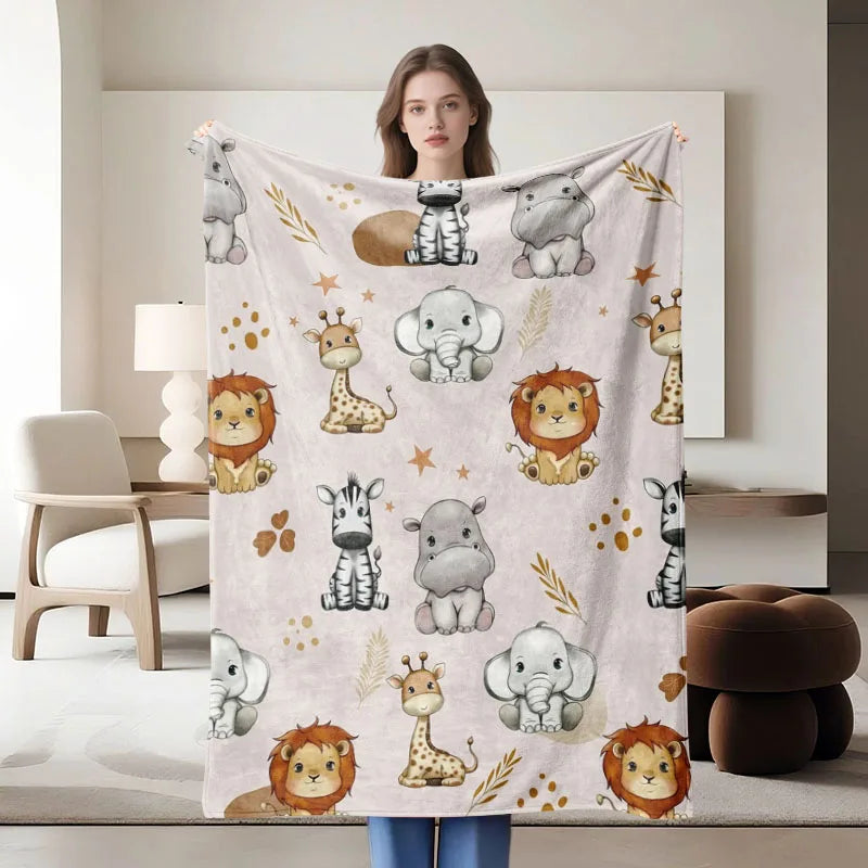 1 piece animal-themed flannel blanket, soft and cozy, perfect for sofa, bed, office. Ideal gift for family, friends, holidays.