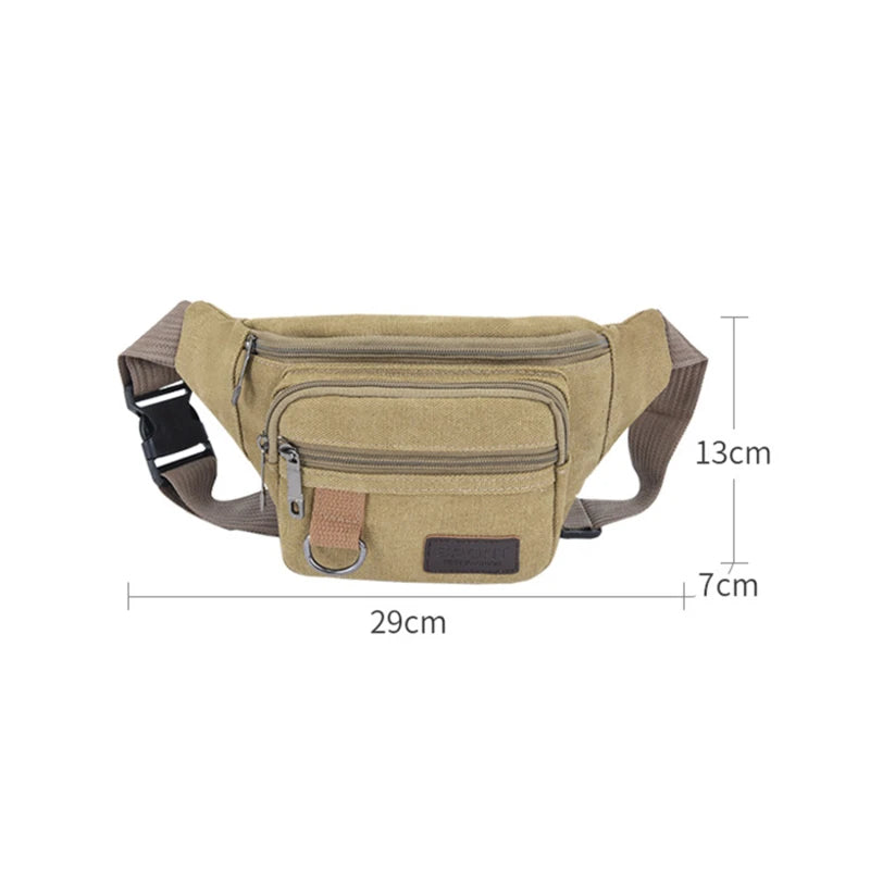 Canvas Crossbody Waist Bag with Adjustable Shoulder Strap