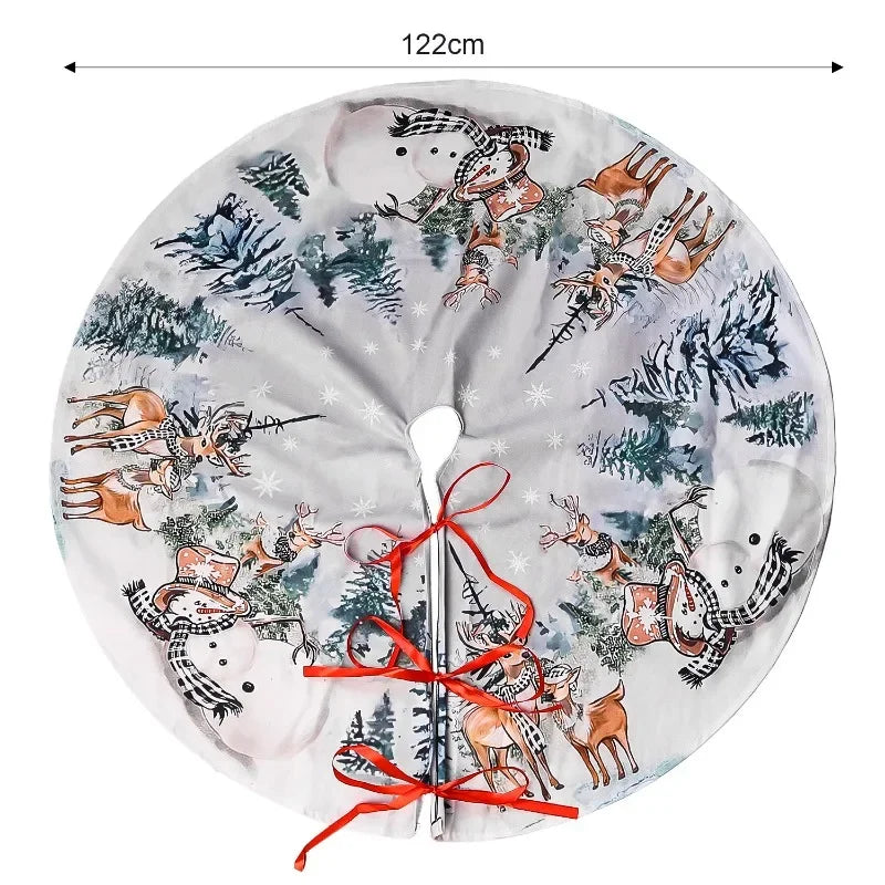 Christmas Tree Skirt Xmas Tree Mat Plush Trees Skirts Flowers Surround Bottom Carpet Base Round Cover Rug New Year Party Decor
