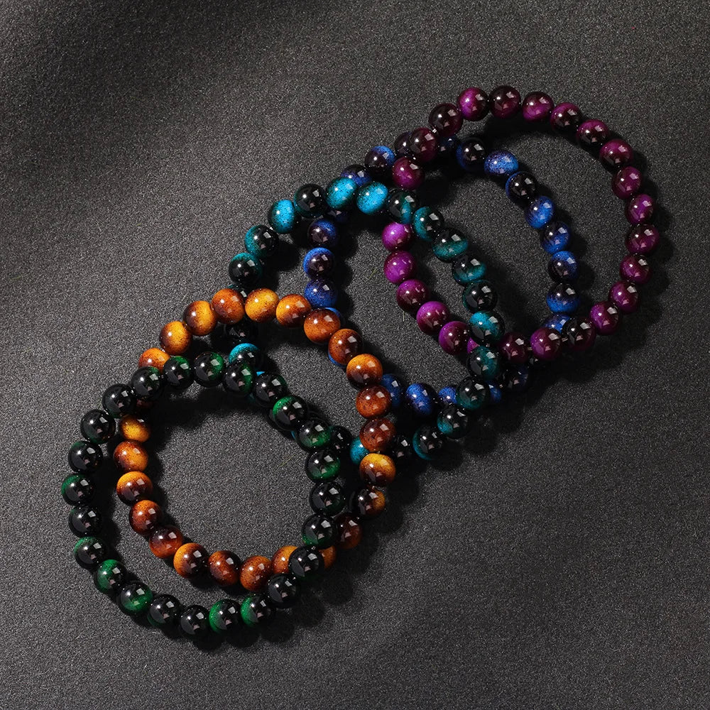 Multicolor Tiger’s Eye Style Beaded Bracelet