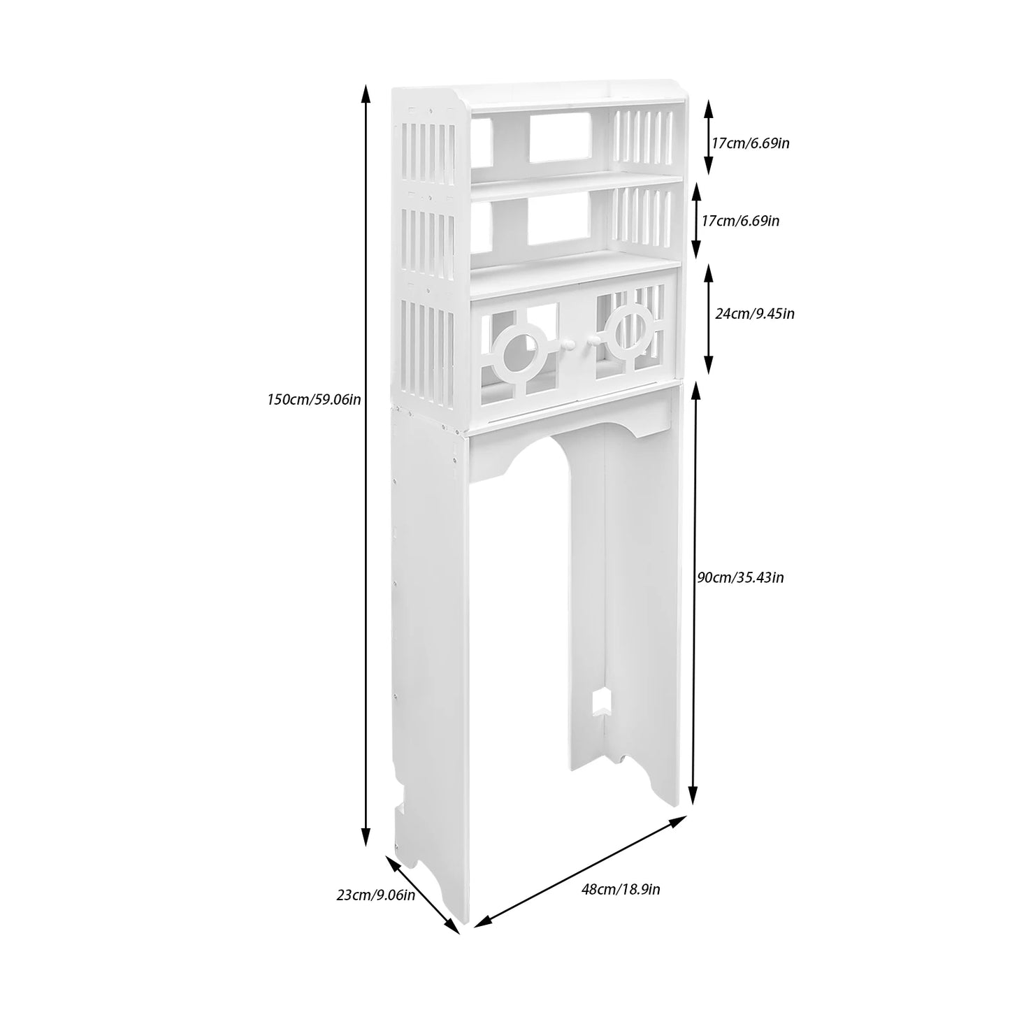 4 Tier Toilet Cabinet Space Saving Bathroom Storage Organizer