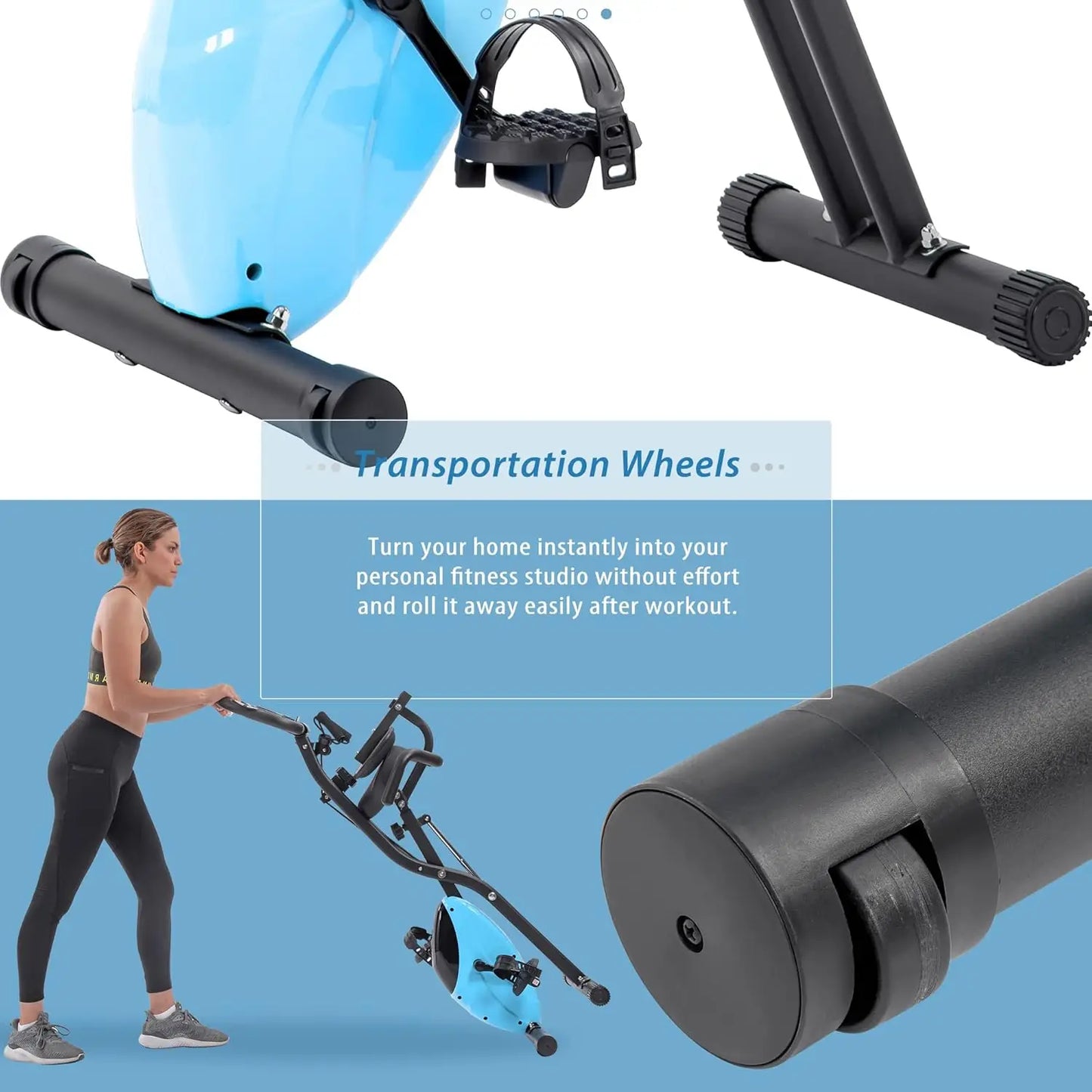 Exercise Bike Folding Exercise Bike Indoor Upright Recumbent Fitness Cycling Bike Magnetic X-Bike with 16-Level Adjustable Resis