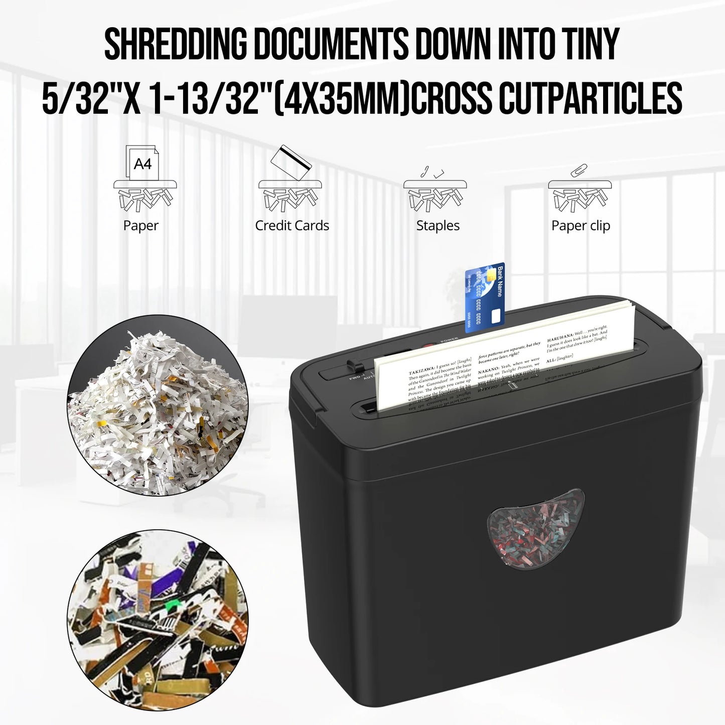5-Sheet P-4 Cross-Cut Paper Shredder for Home Office