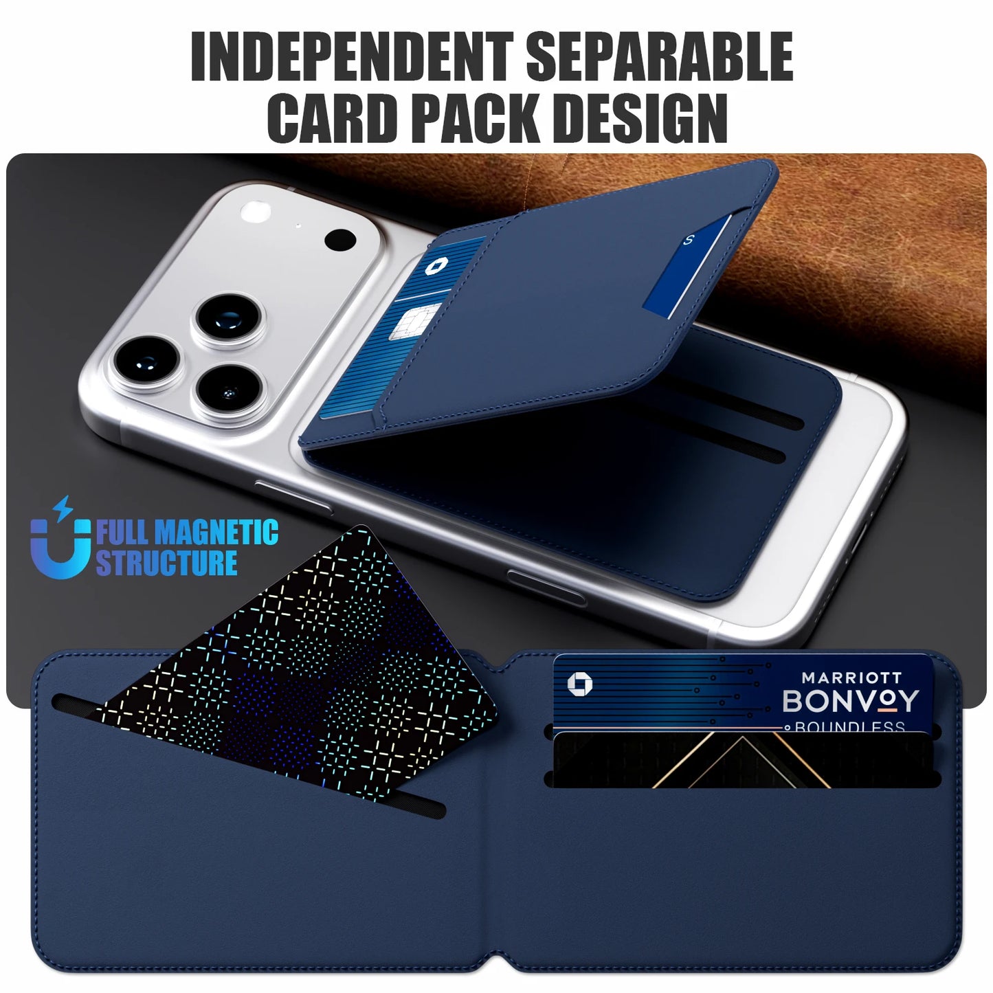 2-in-1 Magnetic Wallet Phone Case with Detachable Card Holder & Stand