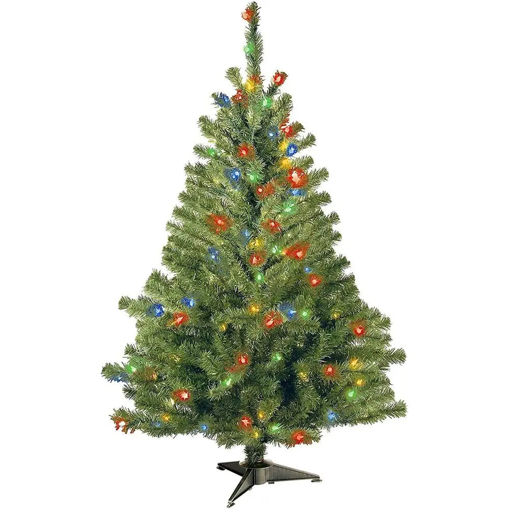 Pre-Lit Artificial Christmas Tree with Decorative Ornaments . Classic Holiday Tree for Home Décor