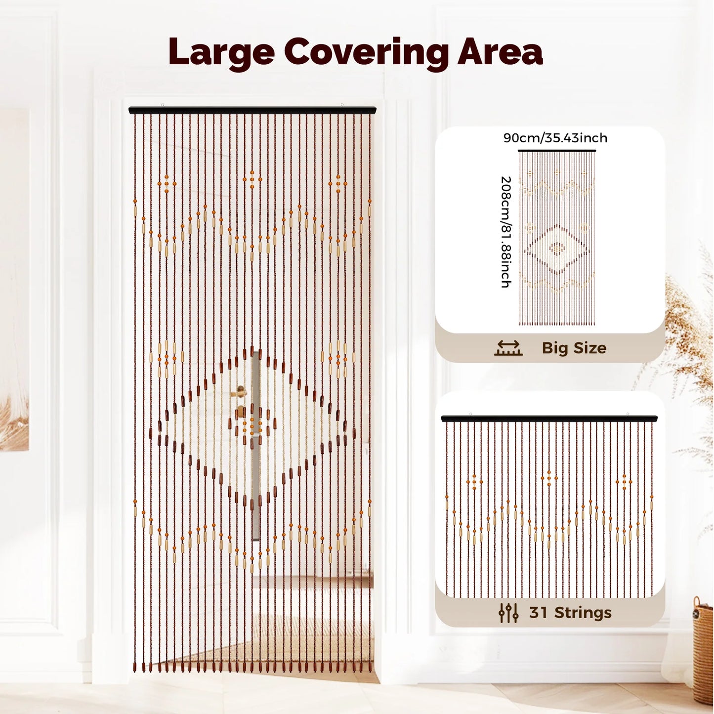 Luxury Retro Wooden Bead Curtain Divider